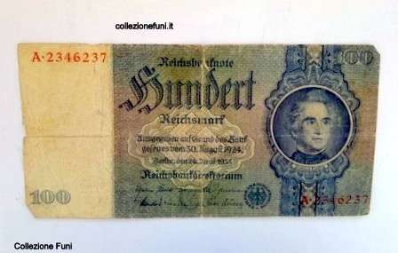 Banconota. Reich Smark 100 Reichsbanknote Sundert